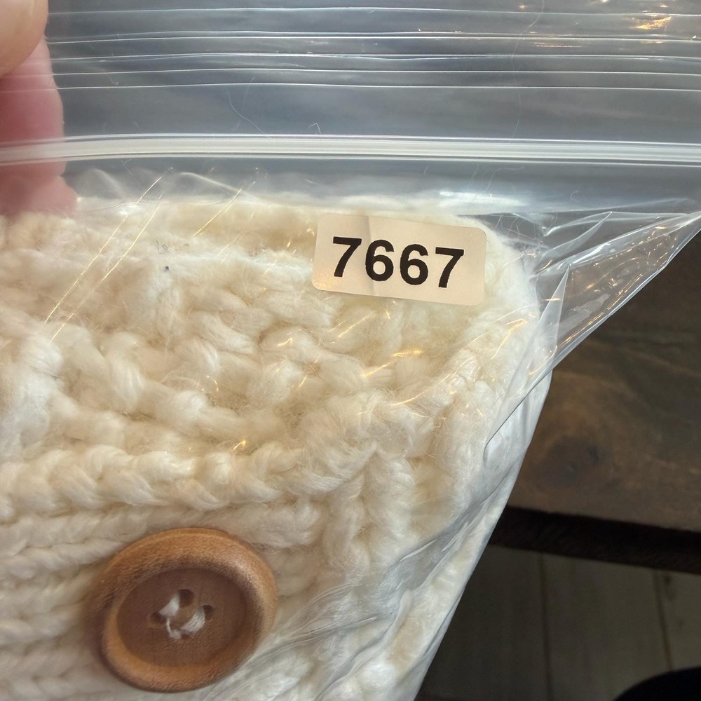 Vtg Fisherman Cardigan XL Cream Ramie Cotton Chunky Cable Knit Bobble Sweater - Picture 11 of 11
